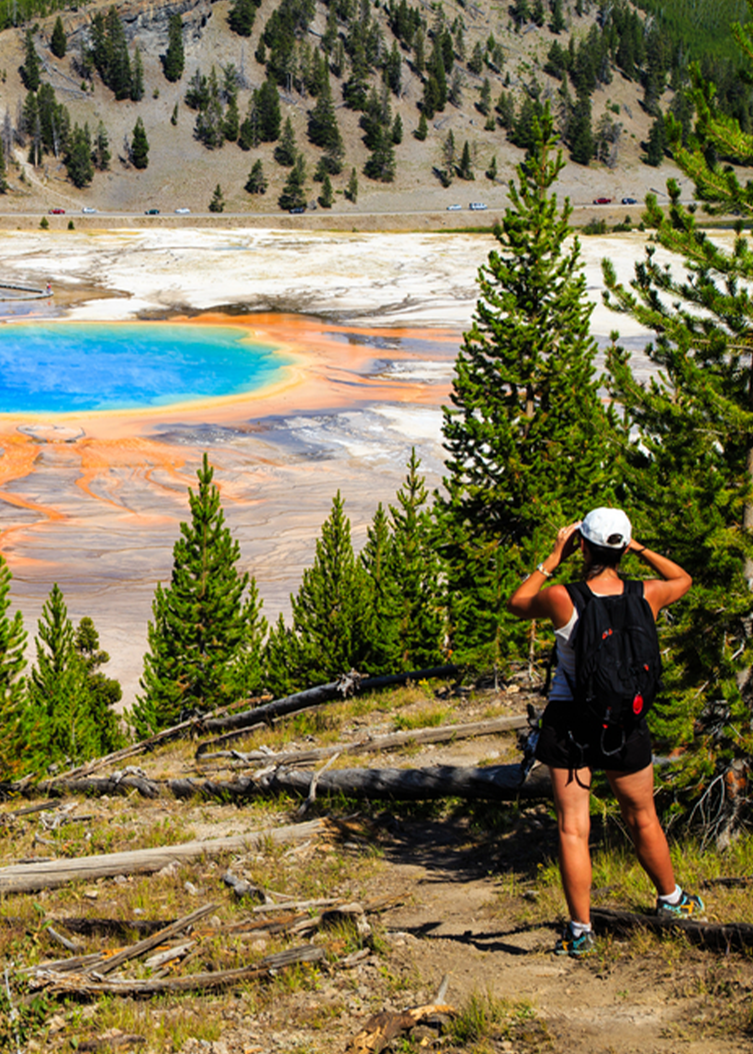 woman looking at geothermal spring