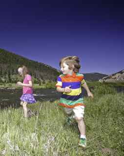 Kids Playing in Yellowstone National Park